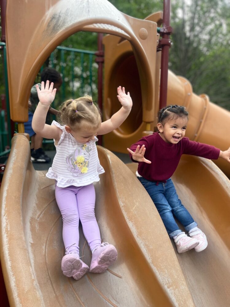 girls on the slide.