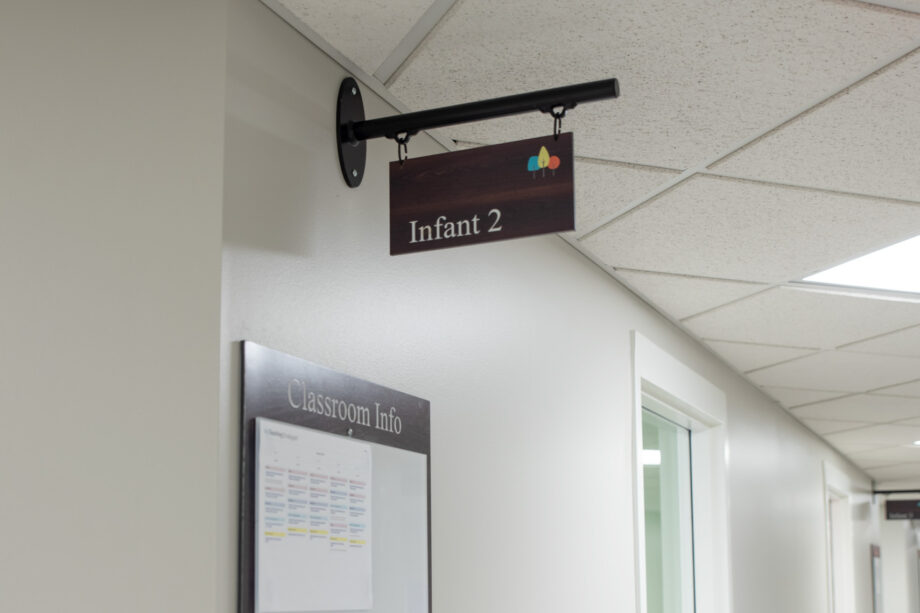 infant 2 sign on ceiling.