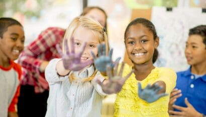 Preschool teacher and children at a daycare in Avon Indiana